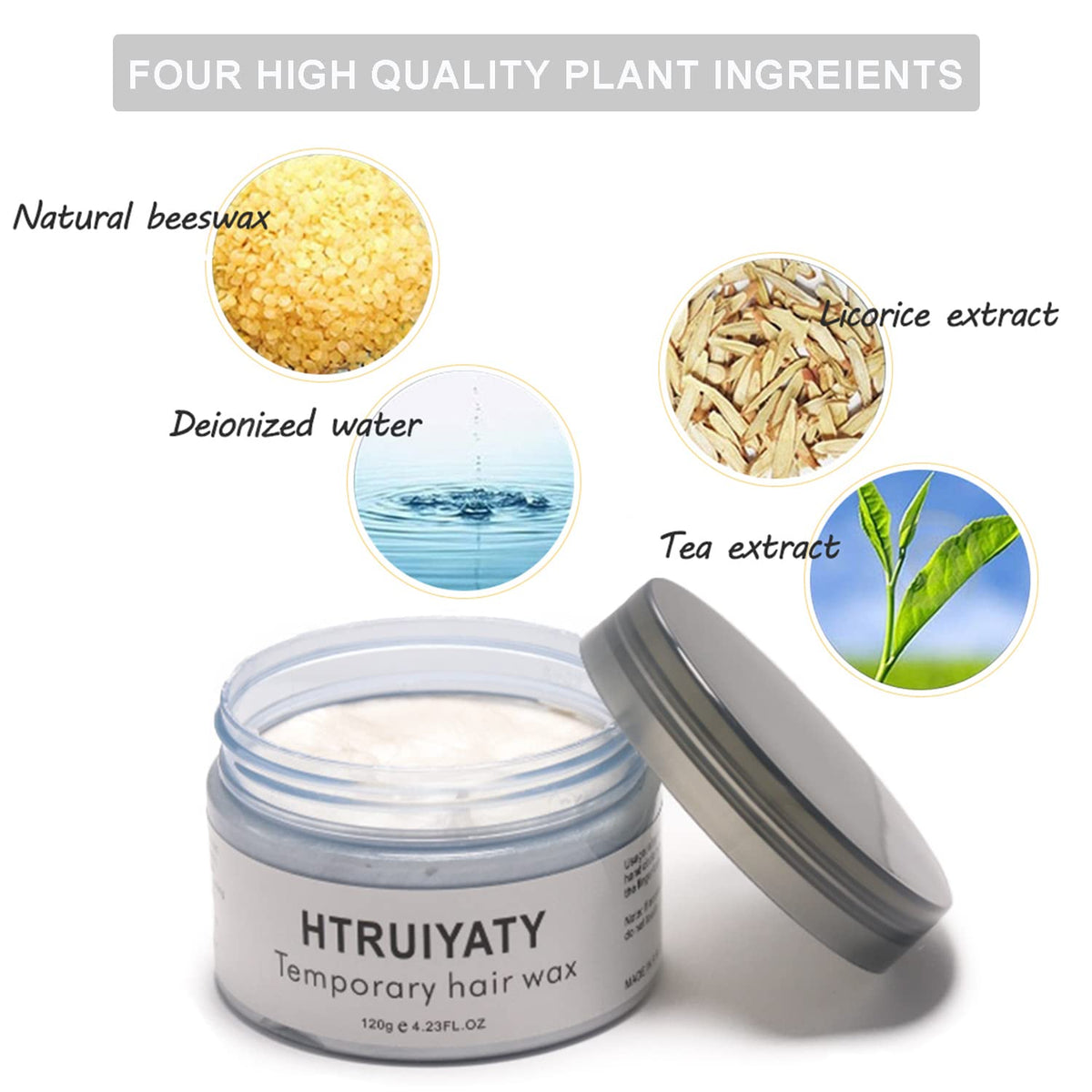 HTRUIYATY White Hair Color Wax Temporary Modeling Natural Color Hair Dye Wax Unisex One-time Hairstyle Cream Styling Wax for Party Cosplay Halloween Masquerade
