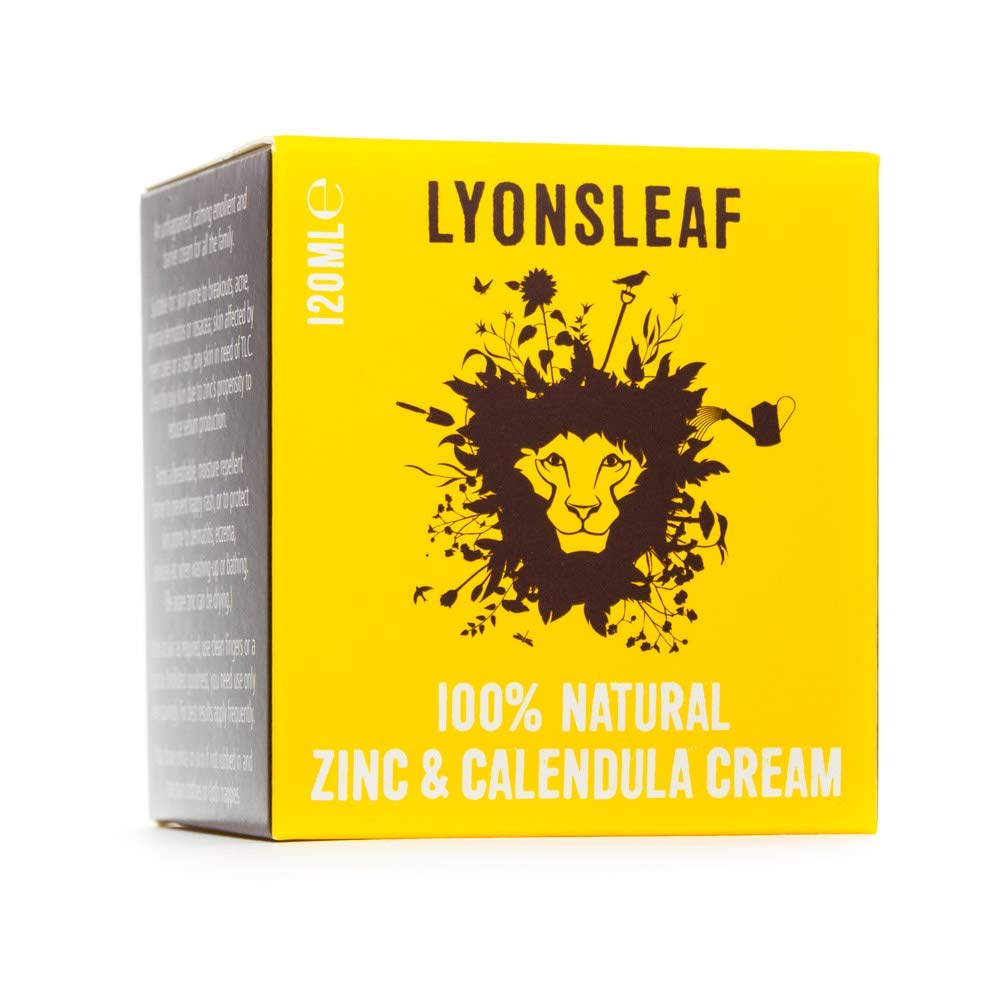 Lyonsleaf Zinc and Calendula Cream 100% Natural - for spots, blemishes, breakouts, rashes, acne, perioral dermatitis, rosacea and nappy rash 120ml