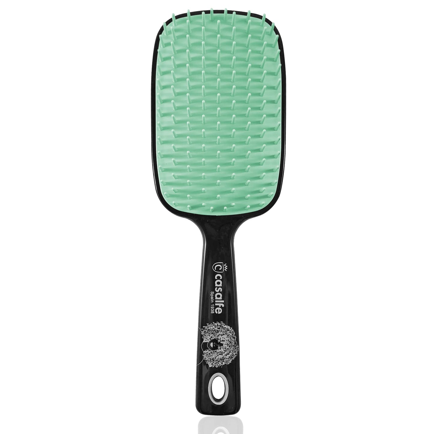 Casalfe XL Hair Brush Detangles No Pull Curly Hair - Flexible Tines That Will Not Break Hair - Curly Method Suitable for Unisex Adults - Black & Pastel Green