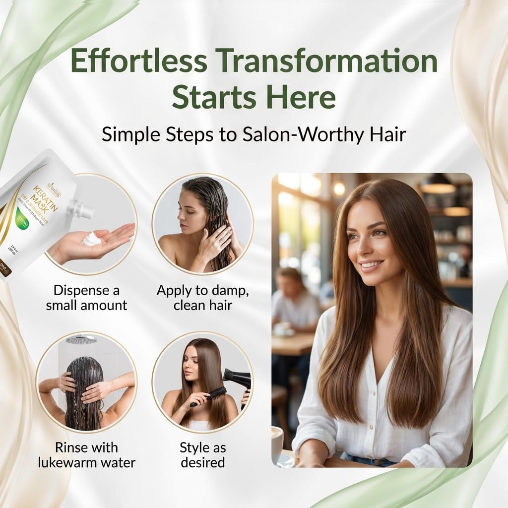 VITAMINS hair cosmetics VITAMINS Hair Cosmetics Keratin Hair Mask for Damaged Hair - Protein Keratin Treatment Deep Conditioner for Dry Locks - Collagen Biotin & Castor Oil Repair Dryness & Enhance Shine - 100 ML