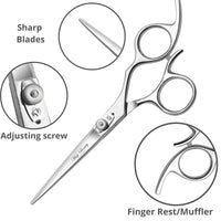 wish beauty,the royal elegance Wishbeauty Professional Left Handed Hairdressing Scissors, 6.5” Silver Offset