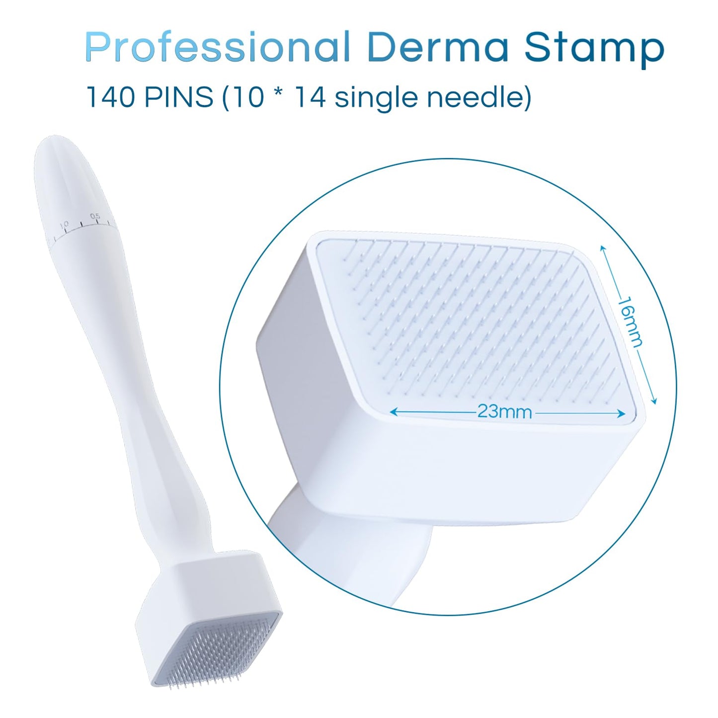 Dr.roller Derma Stamp, Adjustable Microneedling Stamp Pen 0-3mm with 140 Titanium Pins, Professional Dermastamp Microneedling Pen Derma Pen Derma Roller Hair Beard Growth for Men and Women