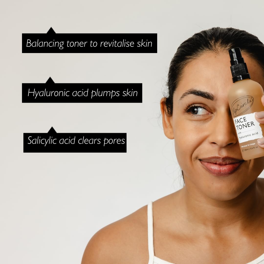UPCIRCLE UpCircle Face Toner with Hyaluronic Acid + Salicylic Acid 100ml - for Balancing, Plumping + Soothing - Mandarin Fruit Water, Chamomile Extract + Glycerin - Natural, Vegan + Cruelty-Free