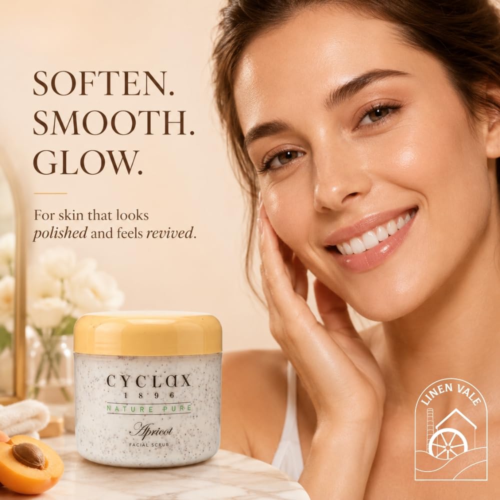 Cyclax Nature Pure Facial Scrub Apricot for Face & Body Exfoliation, Refreshes & Removes Dull Surface Skin Cells 300ml