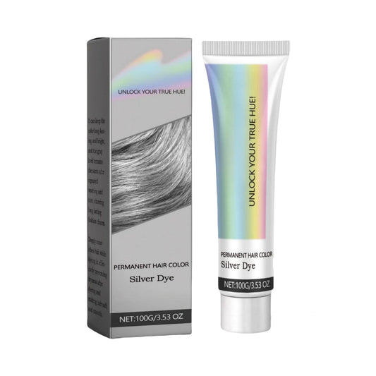 Jinjiar 2 in 1 Natural Essence Extract Silver Hair Dye,Silve-r Metallic Hai-r Dye,Silver Gray Natural Ha-ir D-ye Cream,Nice and Easy H-air Dy-e,Silv-er Hair Toner,Hair Color for Women,Hair Lightener(Silv-er)