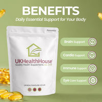 UKHealthHouse Cod Liver Oil Capsules 1000mg | High Strength Cod Liver Oil Capsules for Heart, Brain Health & Immune System | Rich in Omega 3 Fatty Acid, Fish Oil with EPA & DHA | 60 Softgels