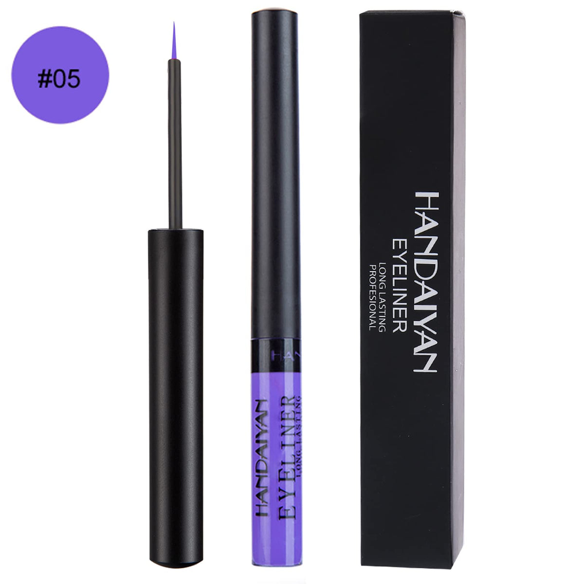RenhuangFuxi Coloured Eyeliner, Matte Liquid Purple Eyeliner Long-Lasting Waterproof Liquid Eye Liner, Highly-Pigmented Colourful Eye Liner for Eye Makeup Tools, Black, White, Brown(Only Purple)