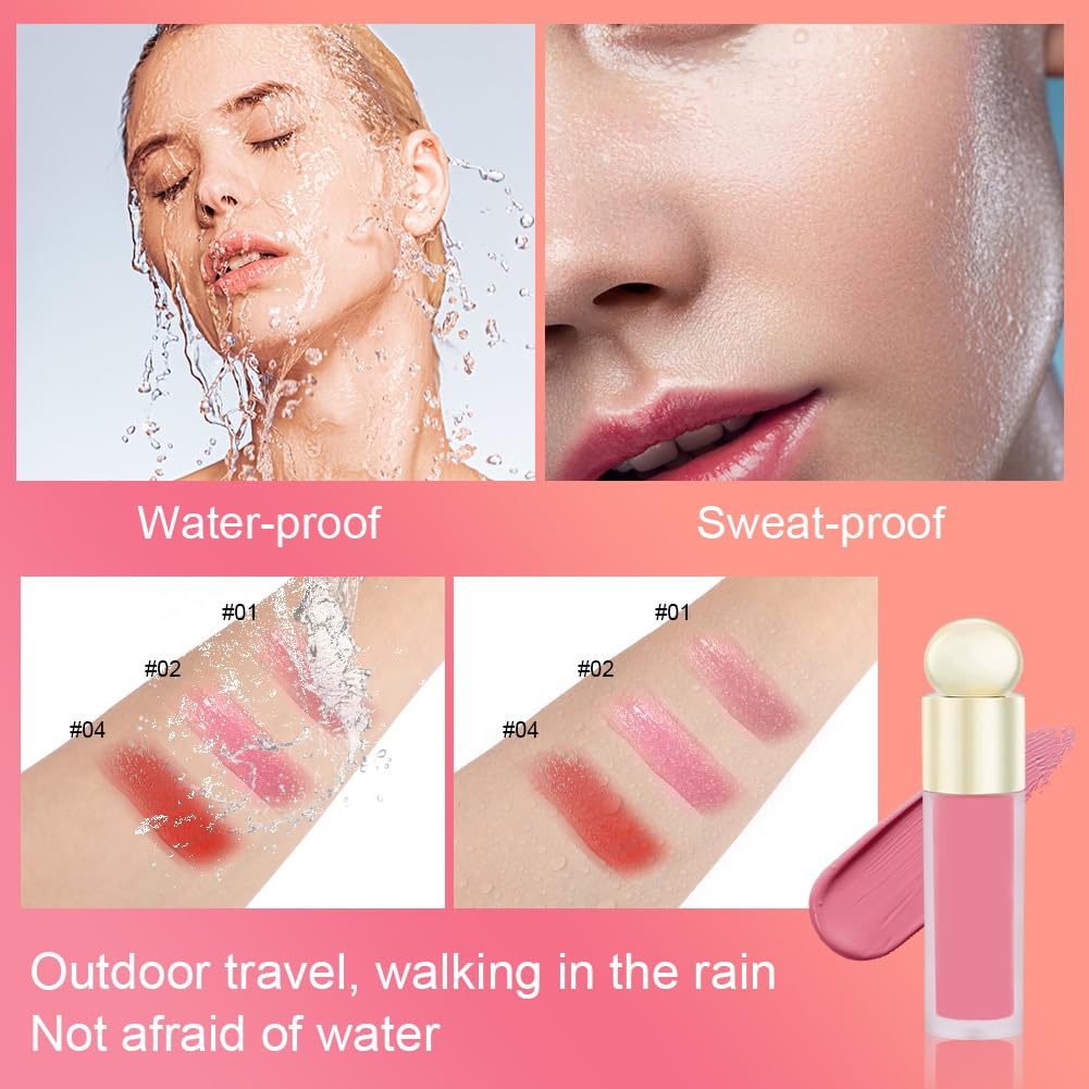 LOPHE Liquid Blush for Cheeks, Soft Cream Liquid Blush Stick Natural Matte, Natural-Looking Face Cheek Tint Blush Makeup, Long Lasting Blendable Moisturizing Beauty Makeup for Cheeks(7.5ml)
