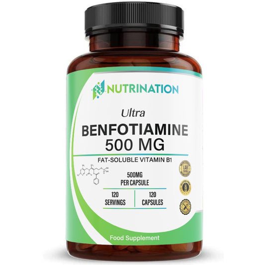 Benfotiamine 500mg x 120 Capsule | 4 Months Supply | Fat Soluble Vitamin B1 (Thiamine) for Nerve Health & Cognitive Enhancement | Vegan, Non-GMO & Gluten Free | Zero Additives | Third Party Lab Tested