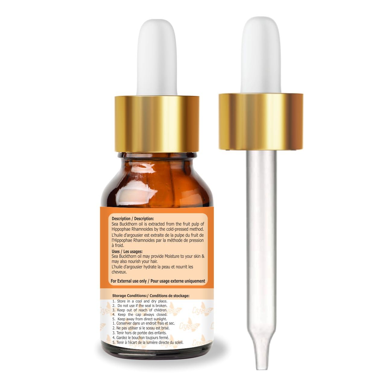 Crysalis Sea Buckthorn (Hippophae Rhamnoides L) Oil |100% Pure & Natural Undiluted Essential Organic/Cold Pressed Oil Renew Skin & Promotes Elasticity,Reduces Dark Spot in Rough 30ml