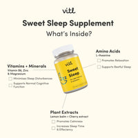 VITL Sweet Sleep Supplement - 30 Vegan Capsules - A Blend of Vitamins, Minerals, Plant Extracts & Amino Acids to Promote More Restful Sleep - Lemon Balm, Cherry Extract, Vitamin B6, Zinc & Magnesium