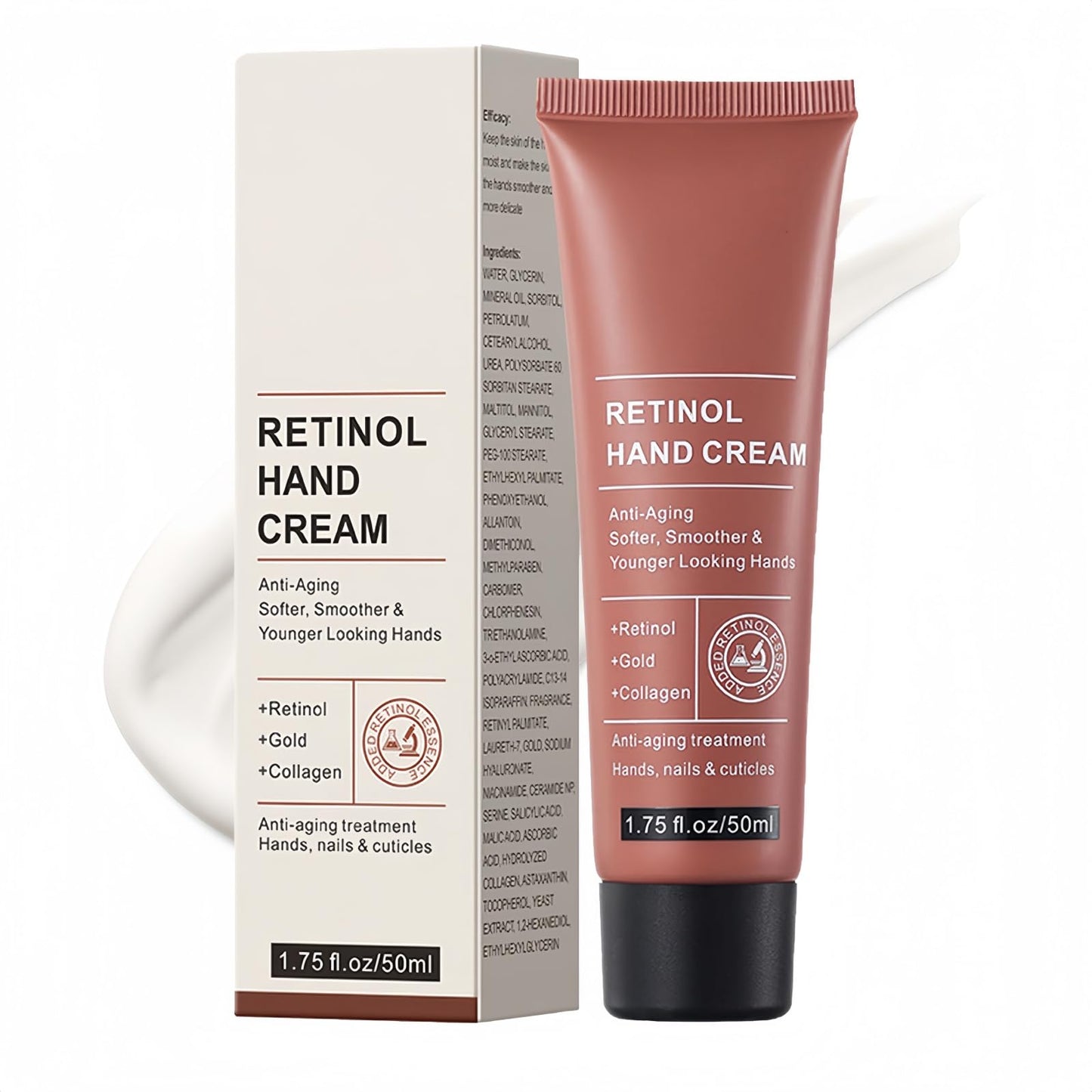 HERBINSOLS Retinol Hand Cream - Anti Aging Hand Cream - Hand Repair Cream Firming & Moisturising - Retinol Moisture Intensive hand cream for Very Dry Hands, Care for Skin, Nails & Cuticles