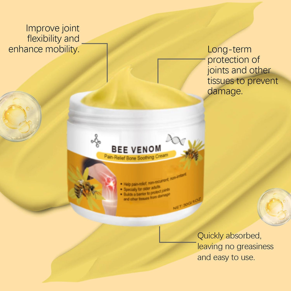 ALLILUYAA 2PCS Fatong Bee Venom Pain-Relief Cream, Bee Venom Cream For Arthritis, Bee Venom Cream For Back, Neck, Hands Arthritis