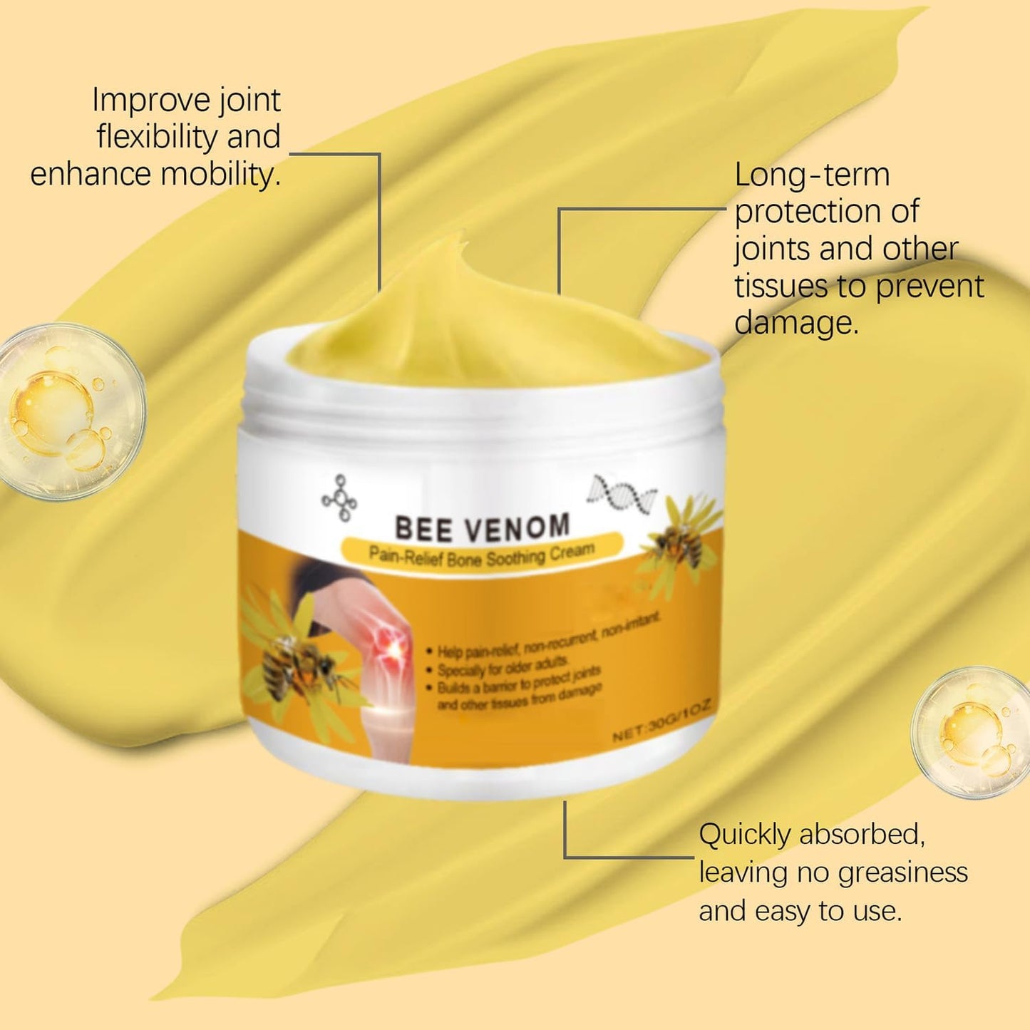ALLILUYAA 2PCS Fatong Bee Venom Pain-Relief Cream, Bee Venom Cream For Arthritis, Bee Venom Cream For Back, Neck, Hands Arthritis