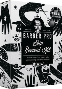 BeautyPro BARBER PRO Skin Revival Mens Pamper Kit 4-in-1 Under Eye Mask Peel Off Putty & 2 Face Masks Rejuvinate Hydrate Soothe Tired Eyes Cleanse Pores Multi Award Winning Brand