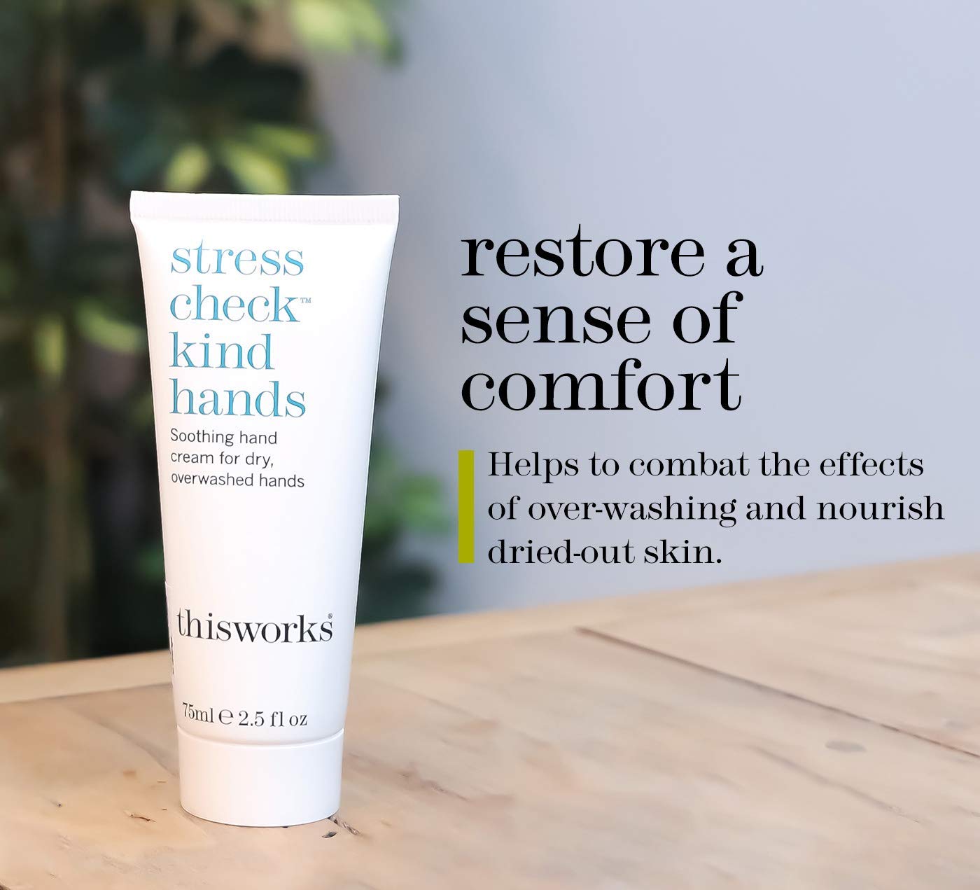 This Works Stress Check Kind Hands, 75 ml - Intensely Hydrating Hand Cream Enriched with Shea Butter, Vitamin E and Ylang Ylang Essential Oils - Soothing Hand Moisturiser for Dry and Sensitive Skin