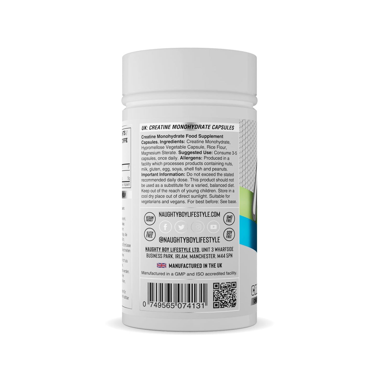 Naughty Boy NaughtyBoy Creatine Monohydrate Capsules - 120 Capsules, Supports Strength, Power & Endurance, 1 of The Most Researched Sports Supplements, Easy-to-Swallow Format
