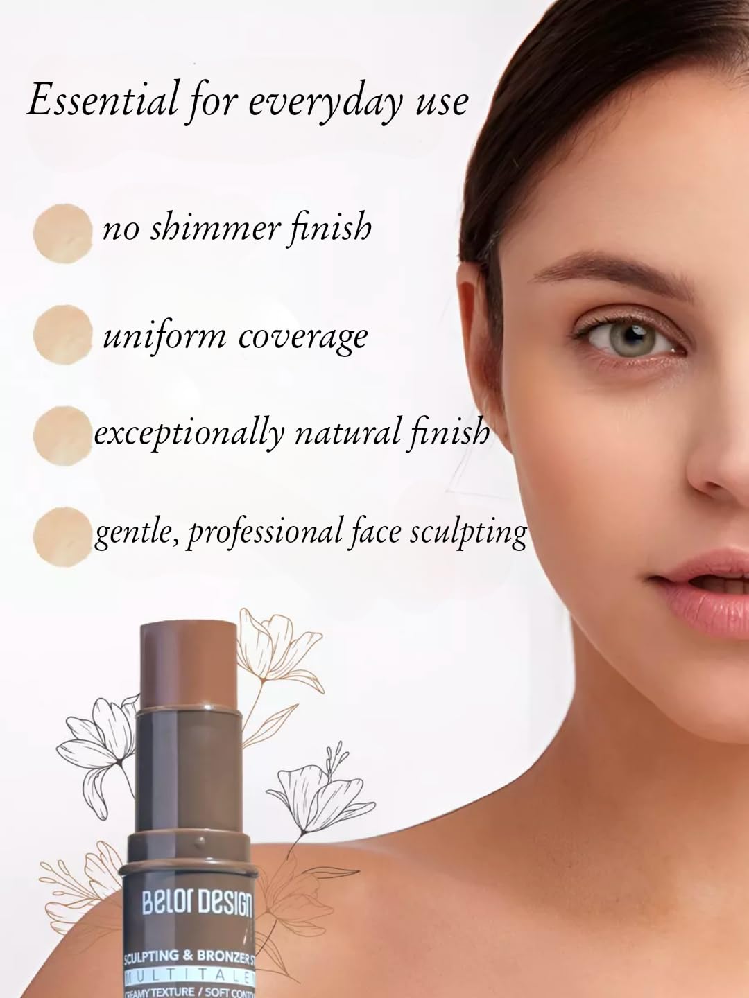 Belor Design MULTITALENT Multifunctional Sculptor-Stick Makeup in three easy steps! (Tone 2 Creamy Texture/Soft Shadow Effect, 922C) (tone 1, one size)