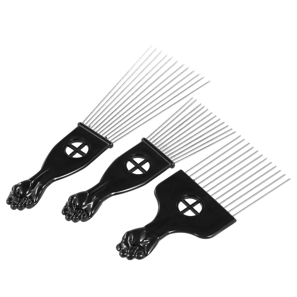 Anself *s 3Pcs Afro Combs, Professional Metal African American Hair Comb for Hairdressing Styling Tool