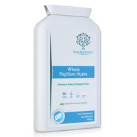 swiss bioenergetics Fibre Supplement 750mg Whole Psyllium Husk (not just Extract) - High Strength Natural Soluble Fiber Supplement from Plantago Ovata Plant Seeds, 90 Psyllium Husks Capsules - Made in UK & Vegan