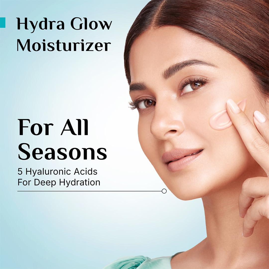 Pilgrim Korean Rice Water Hydra Glow Moisturizer 100Gm with 5 Hyaluronic Acids, 3% Niacinamide, 5 Ceramides | 5x Hydration & Instant Glass Skin | Oil-Free, Lightweight Gel | All SkinTypes | Women,Men