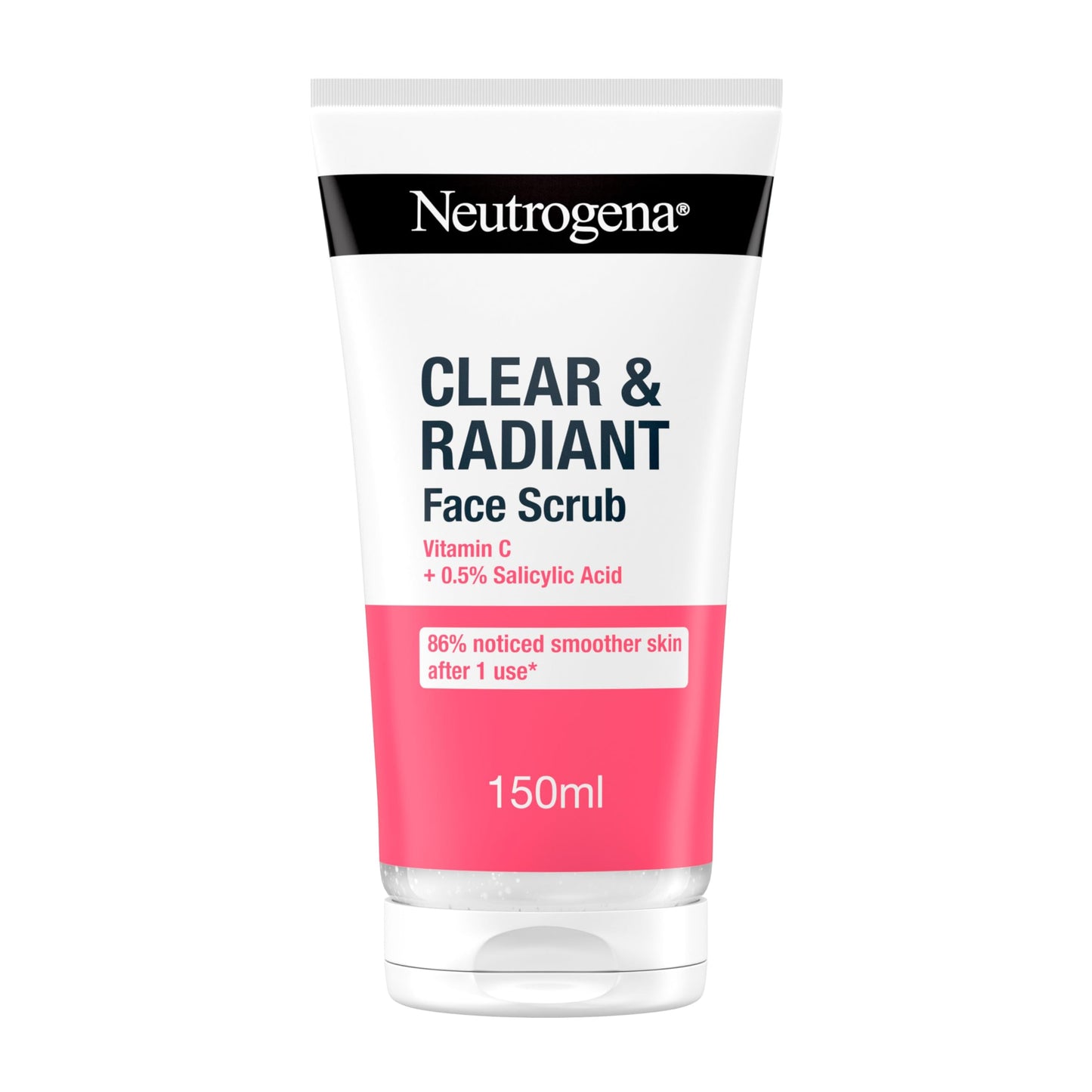 Neutrogena Clear & Radiant Face Scrub (1x 150ml), Purifying & Brightening Oil-Free Daily Exfoliator with Vitamin C and 0.5% Salicylic Acid, Suitable for Blemish-Prone for Clearer Radiant Complexion