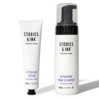 Stories & Ink | TATTOO AFTERCARE DUO - 2-Step Routine to Aid Natural Healing of Fresh Tattoos. Contains: x1 Tattoo Aftercare Cream & x1 Tattoo Aftercare Foam Cleanser