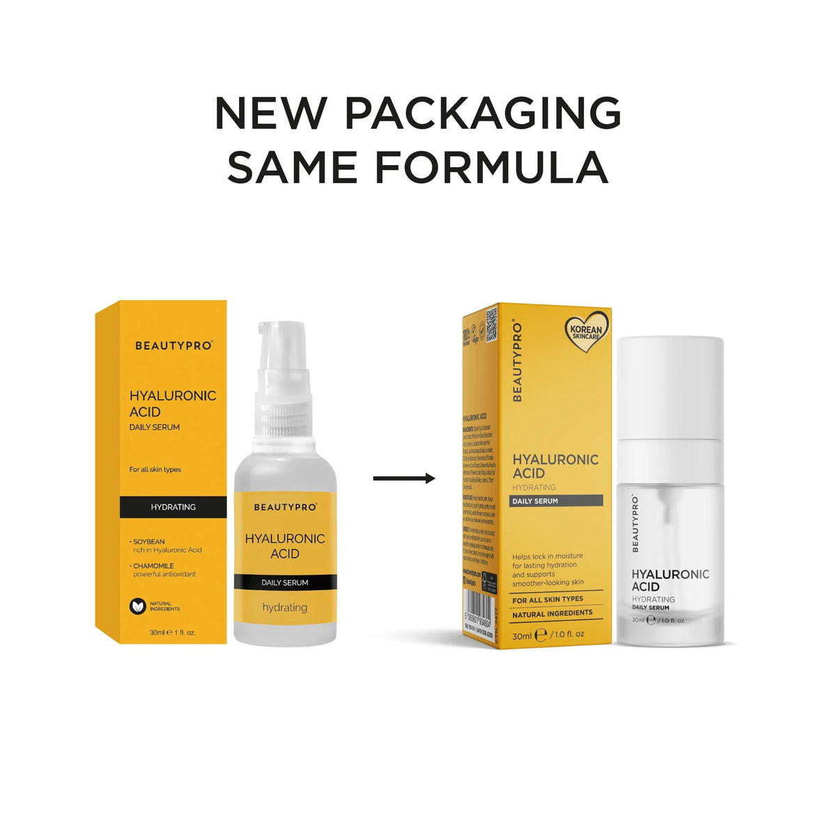 BeautyPro BEAUTYPRO HYALURONIC ACID Serum Daily Face Cream Anti-Ageing Hydrating Antioxidant Anti-Inflammatory Natural Vegan Skincare 100% Plant Based Soybean & Chamomile Multi Award Winning Brand 30ml