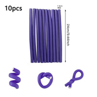 JEOPKO 10 Pcs Flexible Curling Rods, Flexi Rods for Hair, Twist Foam Hair Rollers Soft Foam No Heat Hair Rods Rollers Curlers for Women Girls Long and Short Hair (Purple)