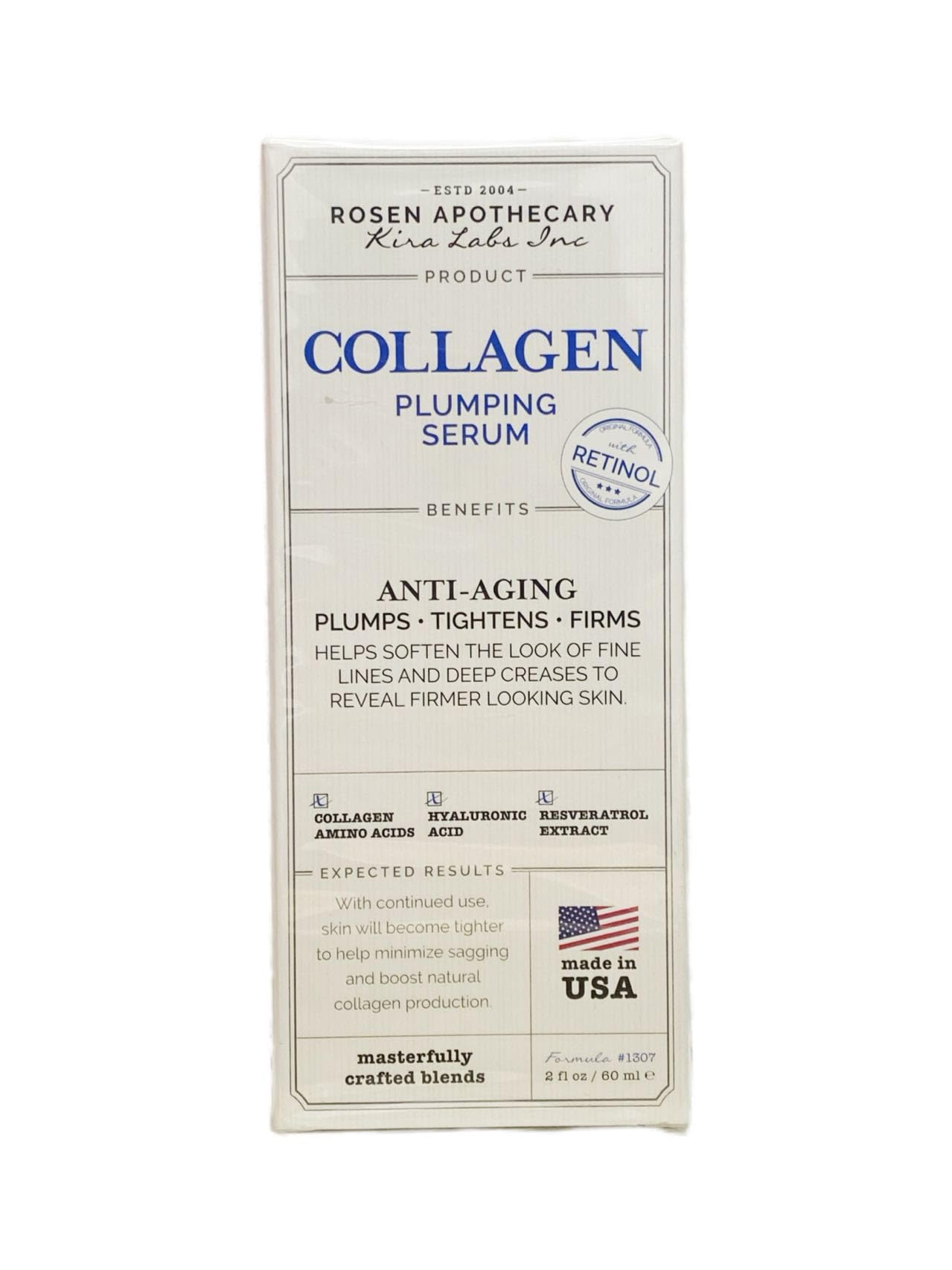 Rosen Apothecary Collagen - Plumping Serum with Retinol - Anti-aging & Plumps & Tightens & Firms | 60mL [Super Size]