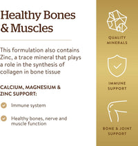 Solgar® Calcium Magnesium Plus Zinc Tablets - Pack of 100 - Healthy Bones, Teeth & Muscles - Supports Health of Nervous System - Vegan