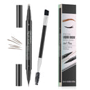 Microblading Eyebrow Pen, 2-in-1 dual-ended long-lasting eyebrow pencil, featuring micro-blade tip and precision brush tip, newly upgraded dual-ended makeup, creates natural eyeliner eyebrows (brown)