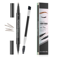 Microblading Eyebrow Pen, 2-in-1 dual-ended long-lasting eyebrow pencil, featuring micro-blade tip and precision brush tip, newly upgraded dual-ended makeup, creates natural eyeliner eyebrows (brown)