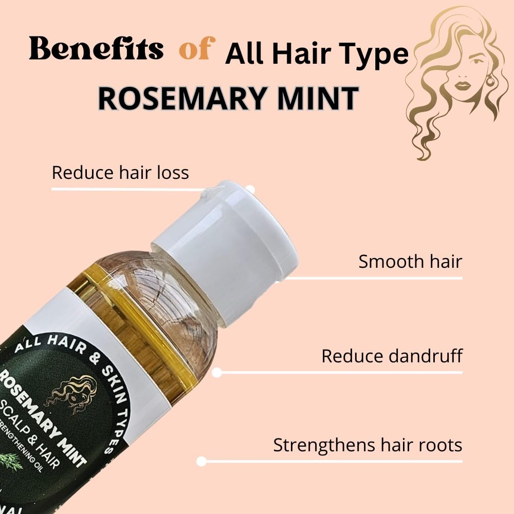 ProTech Rosemary Essential Oil 60 ML, 100% Pure & Natural, Stimulates Hair Growth for Men and Women, Moisturizes Skin, Scalp Nourishes, Treat Dry & Damaged Hair, Target Hair Loss, Paraben Free