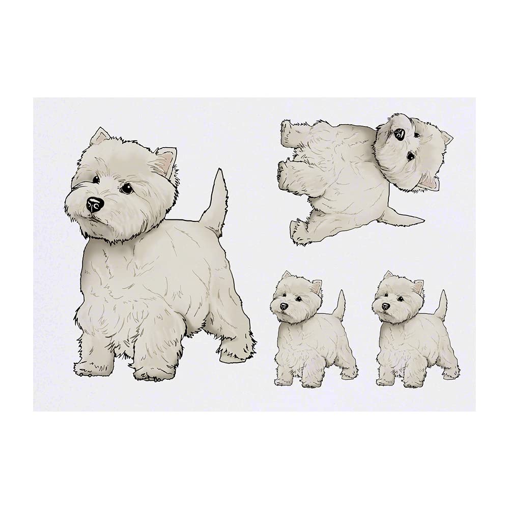 Azeeda 4 x 'Westie Dog' Temporary Tattoos - Water Resistant, Skin-Safe, Non-Toxic Transfers, Mixed Sizes (TO00041893)