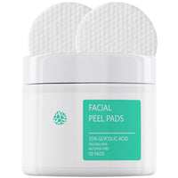 IREV Glycolic Acid Resurfacing Pads 35% for Face and Body- Exfoliating Facial Peel with Green Tea - Glycolic Acid Face Wash for Cleansing Peeling 50 Pads
