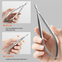 ZIZZON Cuticle Scissors Extra Fine Curved Professional Precise Pointed Tip Grooming kit for Eyebrow, Eyelash, Trim Nail and Dry Skin