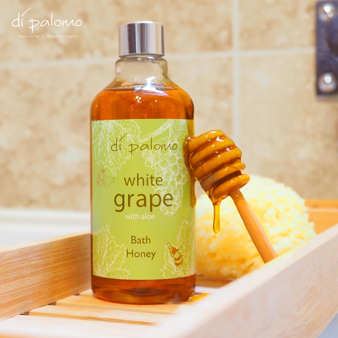Di Palomo White Grape & Aloe Bath Honey 300ml. Bath Oil & Bubble Bath Blend. Shower Gel with Moisturising Skin Care. Luxury Body Wash Relaxation Gift for Women. Pamper Gifts for Her.