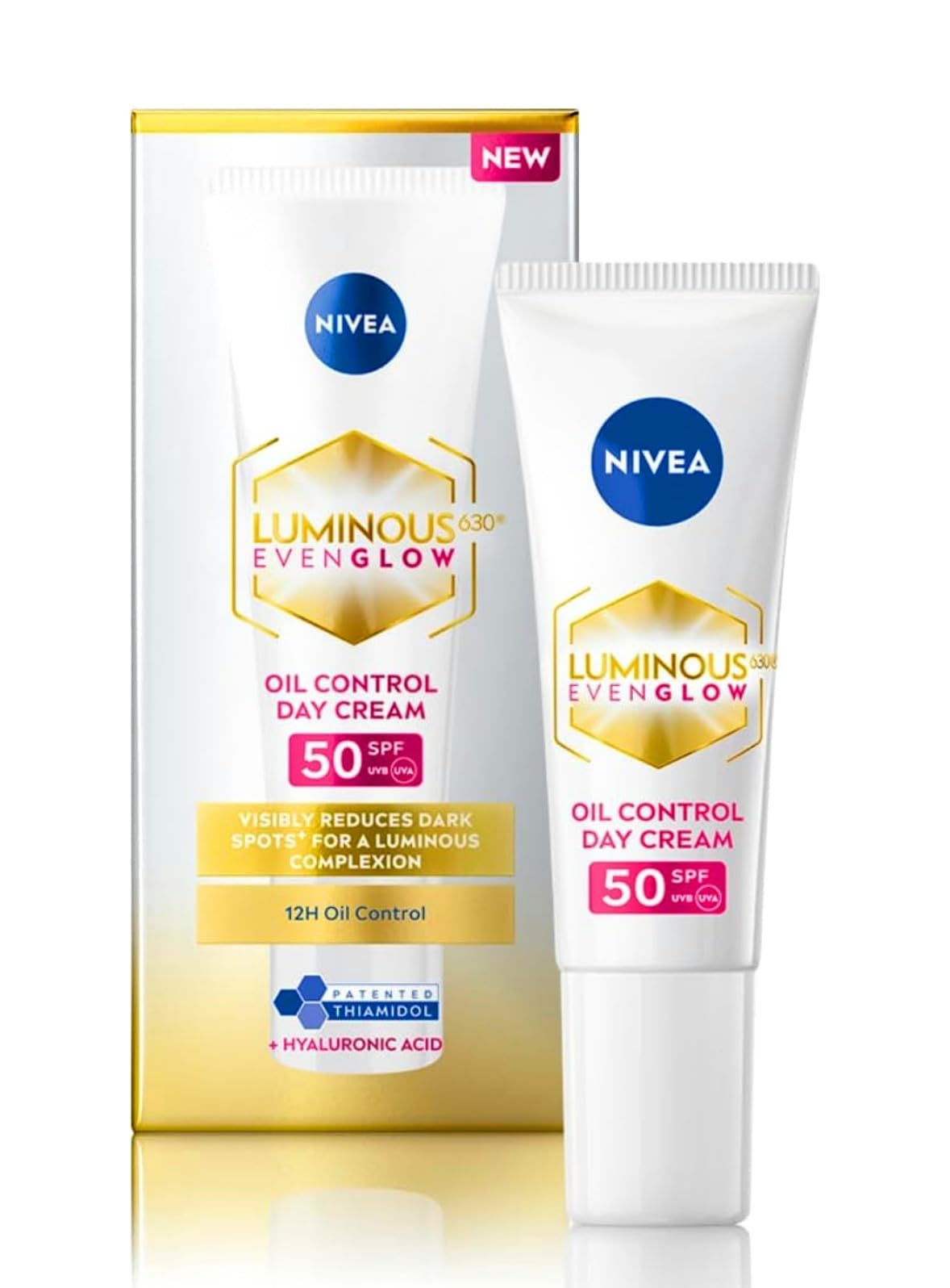 NIVEA Luminous 630 Even Glow Day Cream, Oil Control, SPF50, 10ml