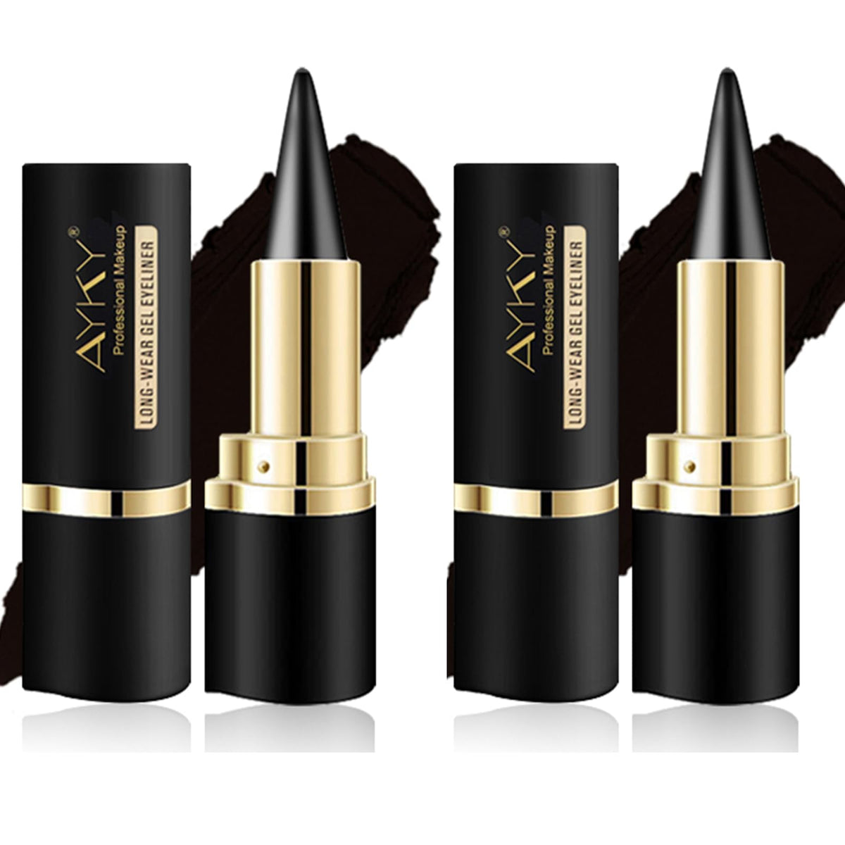 HOPHAT 4PCS Eyeliner Cream Set - Black Smoky Eyeshadow Pencil Set, Highly Pigmented Long Lasting Smudge-proof Shimmer Cream Eyeshadow Pen for Women (#4PCS)
