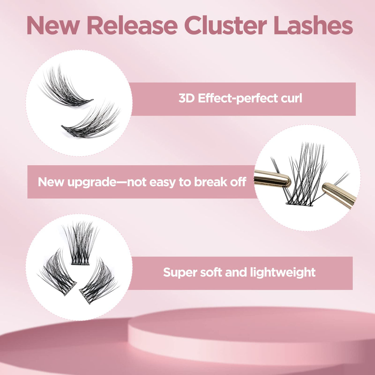 QUEWEL Lash Clusters 72 Pcs Wide Stem Cluster Lashes Mix8-16mm DIY Eyelash Extension Individual False Eyelashes Soft & Do Not Break for Personal Makeup Use at Home(QUH-S019-Mix8-16mm)