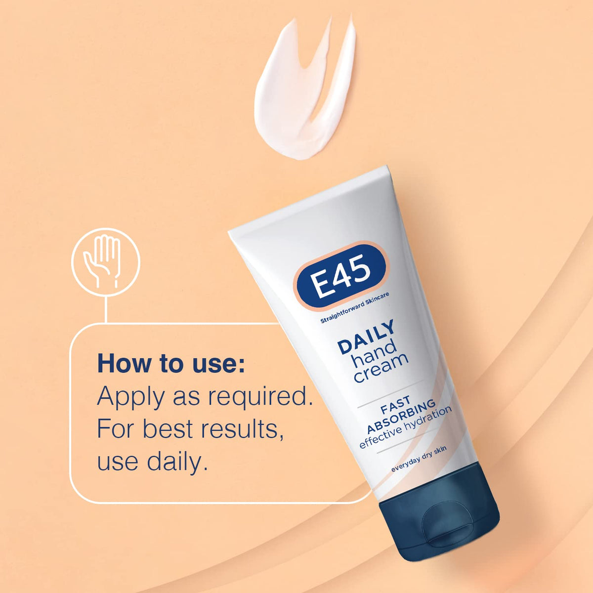 E45 Daily Hand Cream 50 ml – Hand Cream for Very Dry Hands - Moisturiser for Dry Skin and Sensitive Skin - Non-Greasy Hand Repair Cream for Soft and Supple Hands - Fast Absorption Formula (Pack Of 6)
