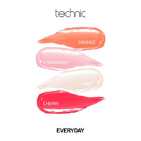 Technic Lip Oil Bundle - 4 Flavoured, Non Sticky, Hydrating Lip Oils With a High Shine Glossy Finish - Mixed Variety Multipack - Strawberry, Mint, Cherry, Orange