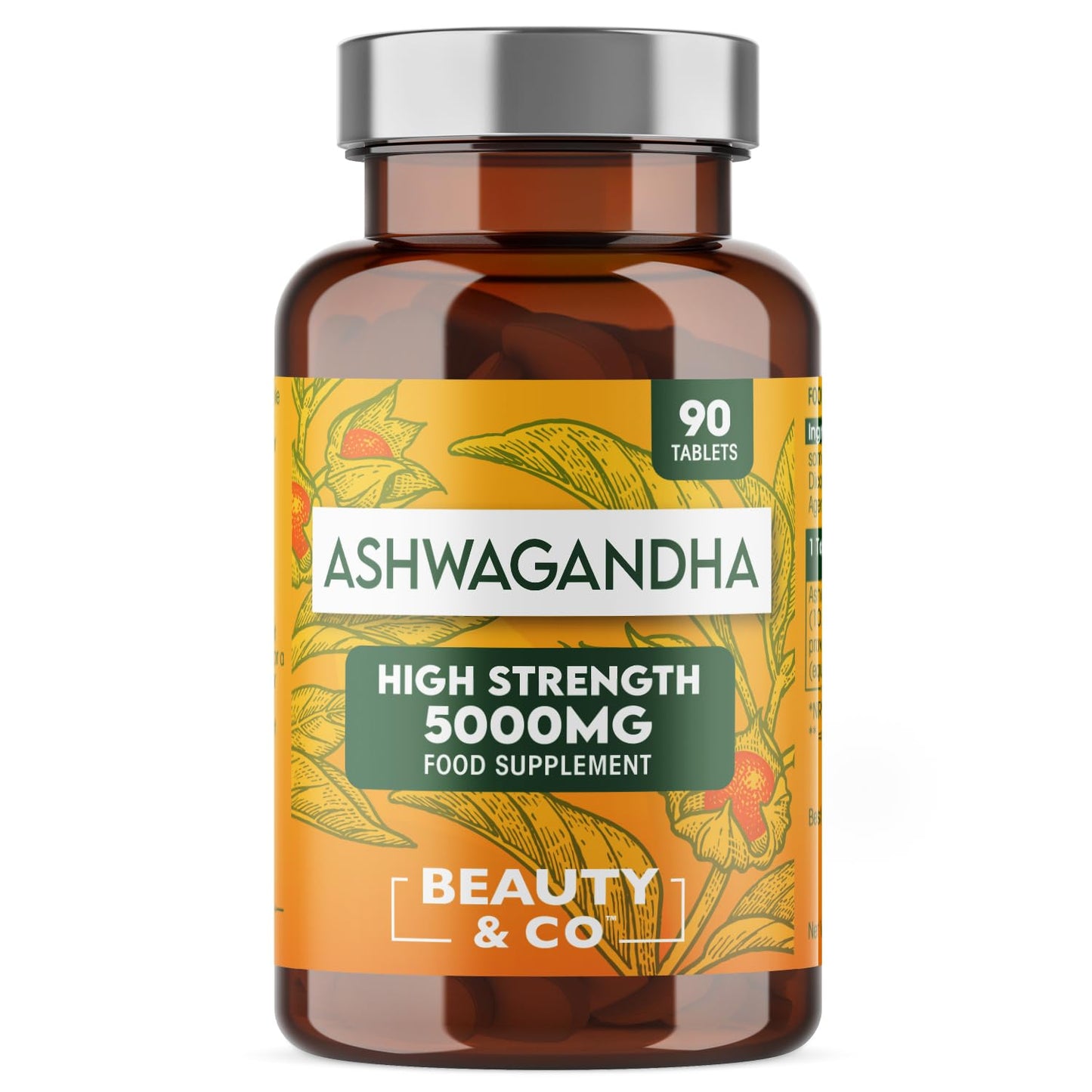 Ashwagandha 5000mg 90 Tablets, High Strength Ashwagandha- 3 Months Supply, Pure Ashwagandha, Vegan, Made in UK.