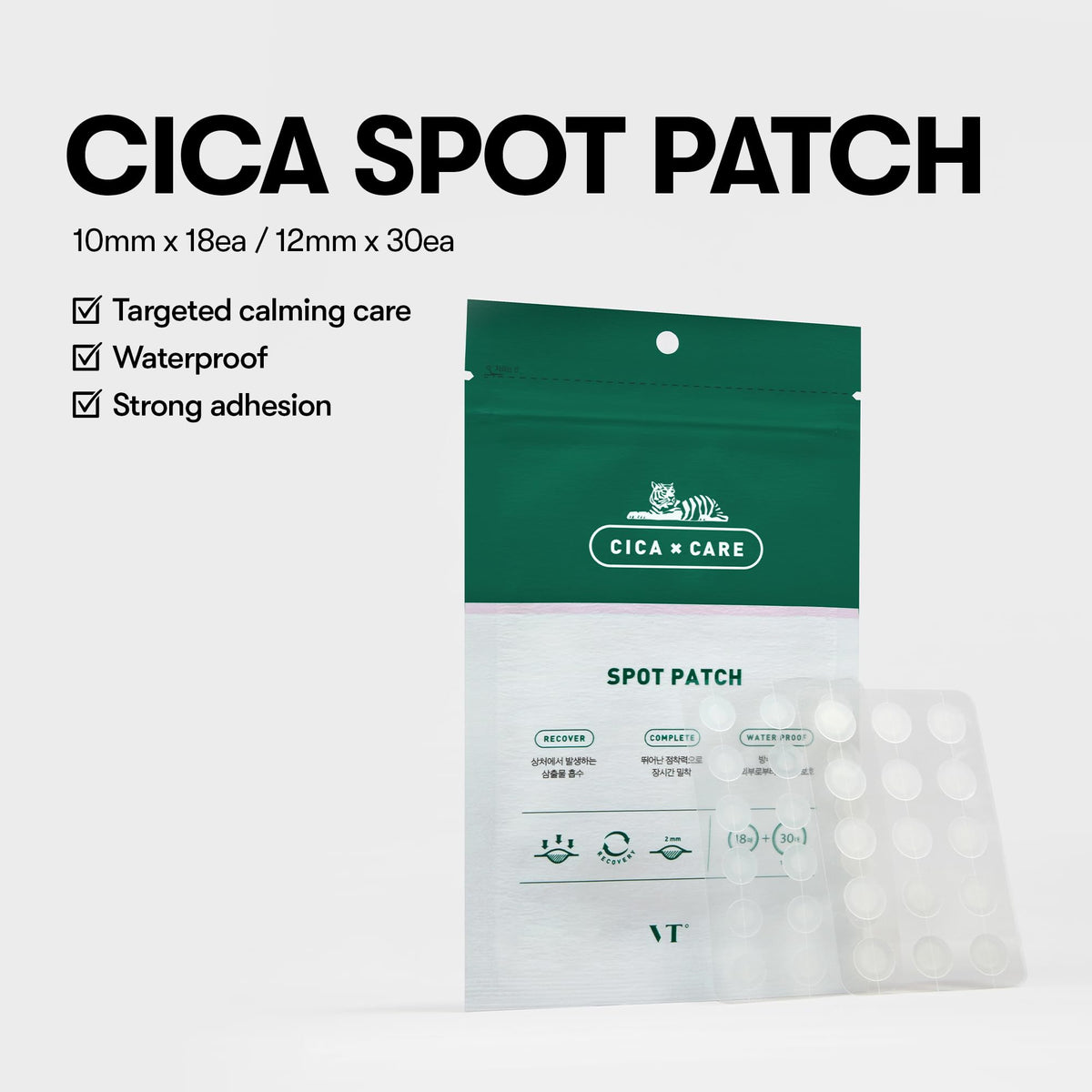VT COSMETICS Cica Spot Patch, Waterproof Pimple Patches for Acne Care, Spot Care (48 Patches)