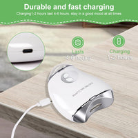 LOPHE Electric Nail Clipper, Double-Headed Cute Mango Shape Trimmer and Polisher 2-in-1 With LED Light Rechargeable Noiseless with Nail Cutting Storage Safe Nail Clipper for Baby, Kids, Elderly