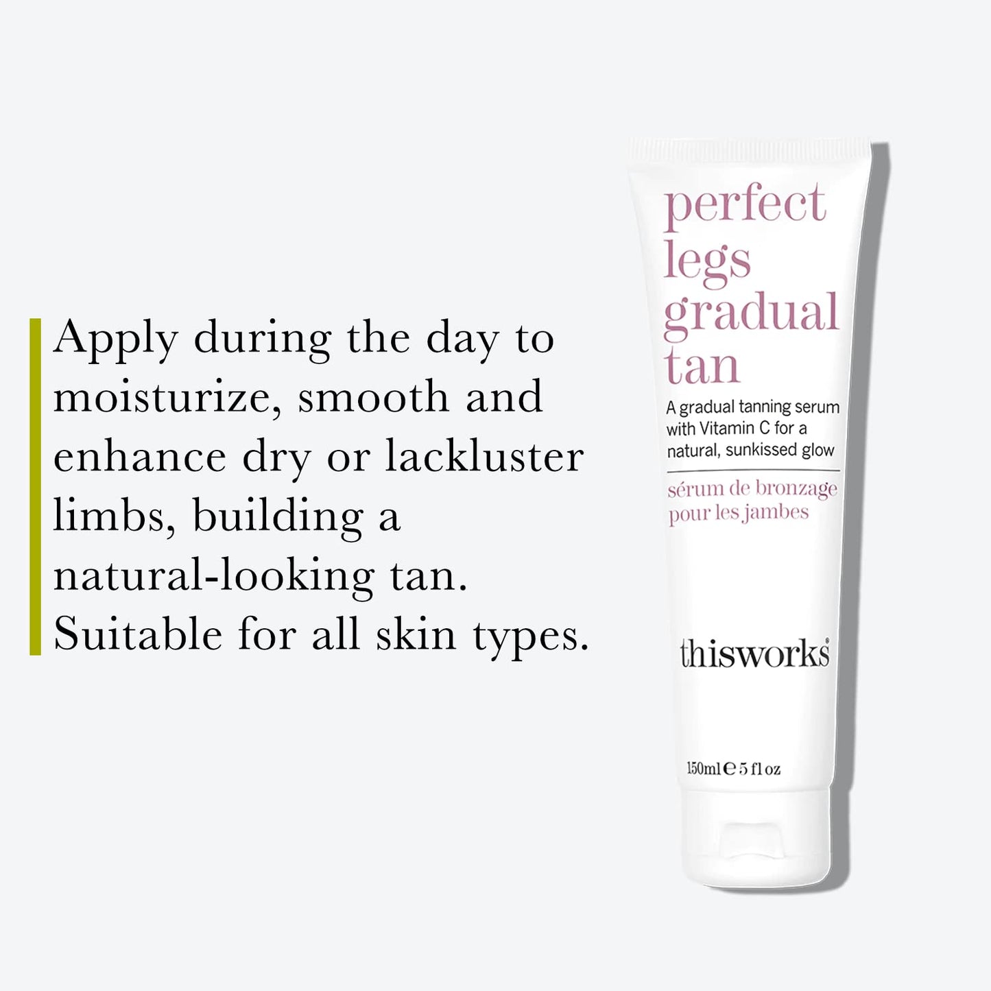 This Works Perfect Legs Gradual Tan, 150 ml - Streak-Free Self-Tanning Serum Infused with Vitamin E, Shea Butter and Essential Oils - Hydrating Gradual Tan Moisturiser for a Natural Summer Glow