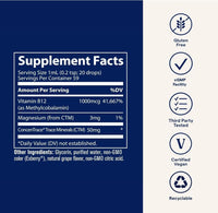 Generic Minerals Liquid Ionic Vitamin B12, 1000mcg, Non-GMO, Gluten-Free, Unflavored 59ml