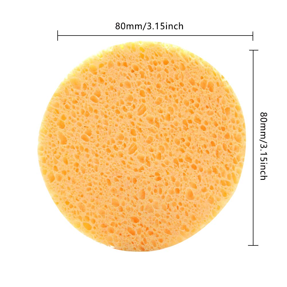 Zngou 12Pcs Large Facial Sponges Reusable Natural Round Puff Mask Cleansing Sponges Make Up Remover Cellulose Pads for Face Wash Facial Cleaning SPA