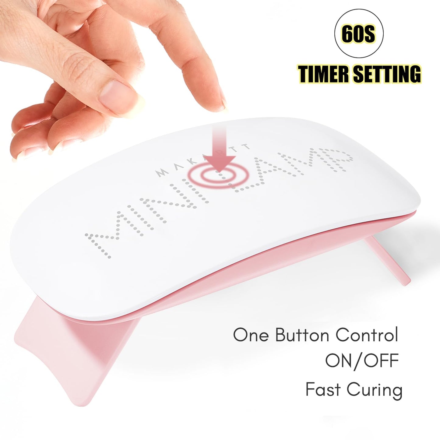 Makartt LED Mini Nail Lamp - Professional Nail Curing Dryer UV Lamps for Light with 60s Timer USB for Glue Gel X Nail Polish Acrylic Powder for Travel Home and Salon